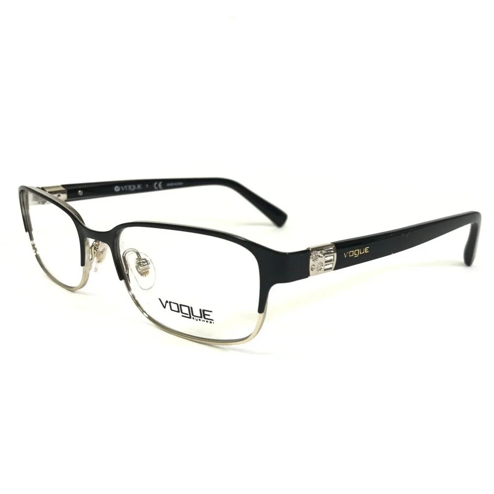 Vogue Eyeglasses Frames VO4073-B 352 Black Gold Rectangular Full Rim 51-17-135